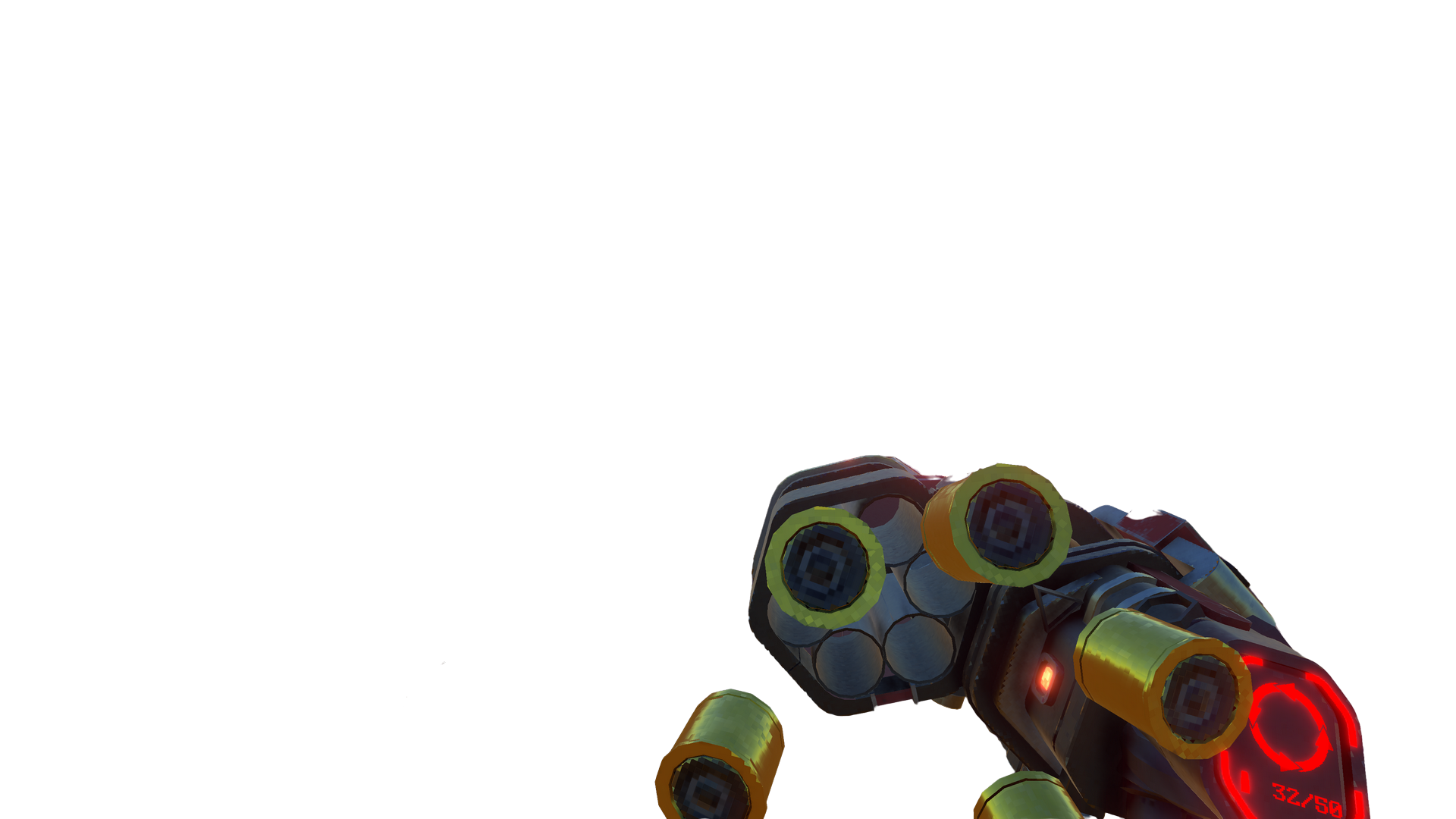 UNKIND weapon floating in the cyberpunk world environment